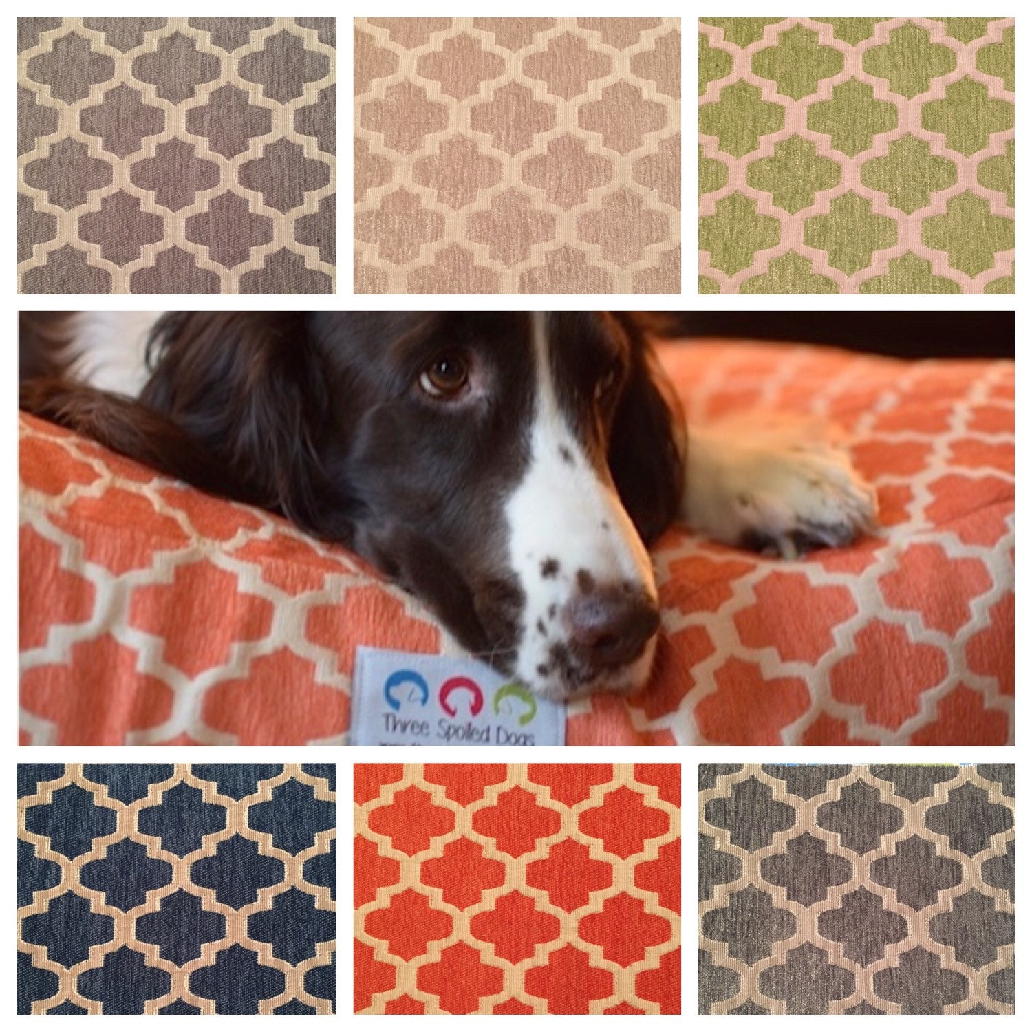Personalized Dog Bed Grey Quatrefoil Custom Dog Bed Cover
