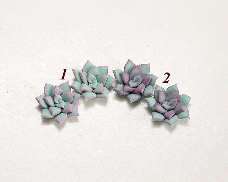 Mint Succulent Earrings. Polymer clay by JewelleryForWorld on Etsy