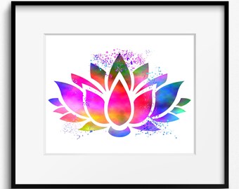 Lotus Flower Watercolor Art Print (402) Yoga Art, Buddha Art