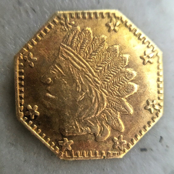 California Octagonal Gold Token 1865 Wreath