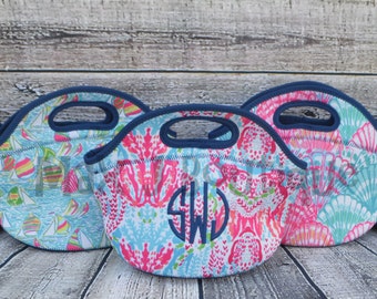 Personalized Lunch Bags - Lilly Pulitzer Inspired Lunch Boxes - Monogrammed Insulated Lunch box