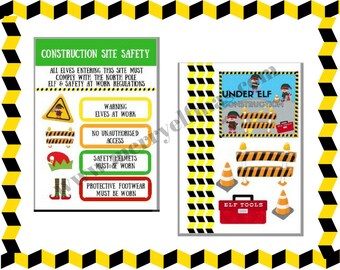 Elf Door Construction Printable, Elf & Safety Printable, Christmas Elf Printables, Elf Prop