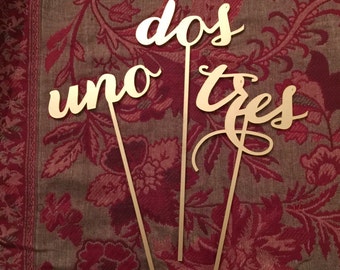 Reception Table Numbers - Set of 1-30 - Spanish - Español- Numeros de Mesa - Gold - Silver - DIY - Elegance Line