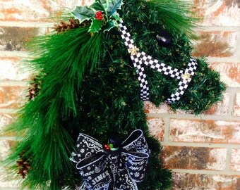 Horse Silhouette, Horse Head Wreath, Horse Gift, Horse Wreath