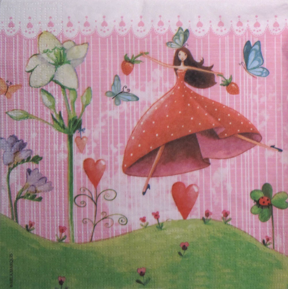 Lucky fairy Spring Easter Paper Napkins for Decoupage set