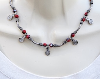 Items similar to Classic Red Necklace & Earring Set on Etsy