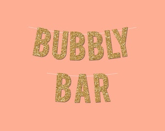 Gold Sparkly "Bubbly Bar" DIY New Year's Eve Banner - Digital Printable Instant Download
