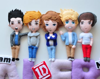 One Direction - Personalized name wall decor - Felt name banner - Price/ Letter - Price / Character