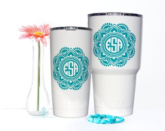 Yeti Decal - Monogram Decal - Yeti Tumbler Decal - Yeti Rambler Decal - Yeti Cup Decal - Yeti Monogram - Yeti Sticker - Mandala Decal