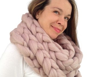 Chunky infinity scarf, 70+ colours, crochet knit scarf, Super bulky chunky, Knitted scarf, extreme knitting Merino, chunky yarn, M014