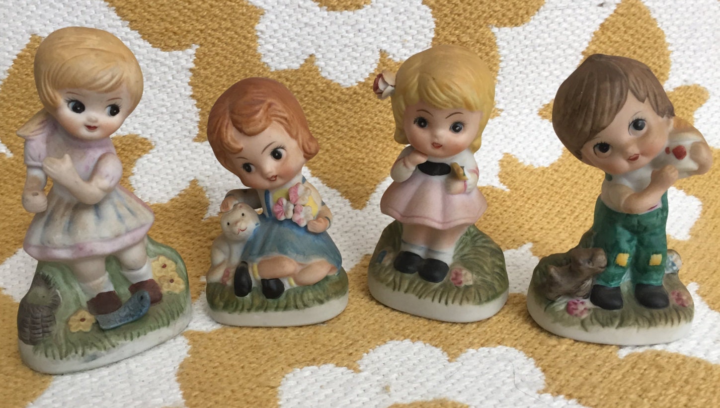 Children Figurines Made In Korea Set Of 4 Ceramic