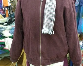 Vintage Burgundy Maroon wool Bomber Jacket Size L