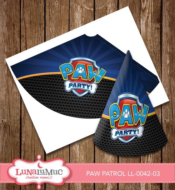 Paw Patrol Party Hat Paw Patrol Birthday Party by Lunalumuc