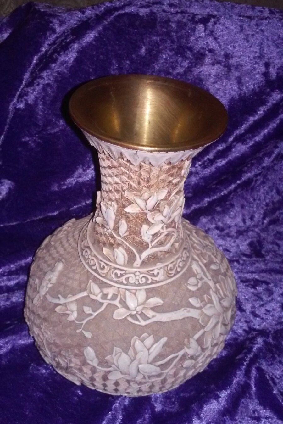IVORY DYNASTY BRASS Vase Vintage Made by Arnart Imports