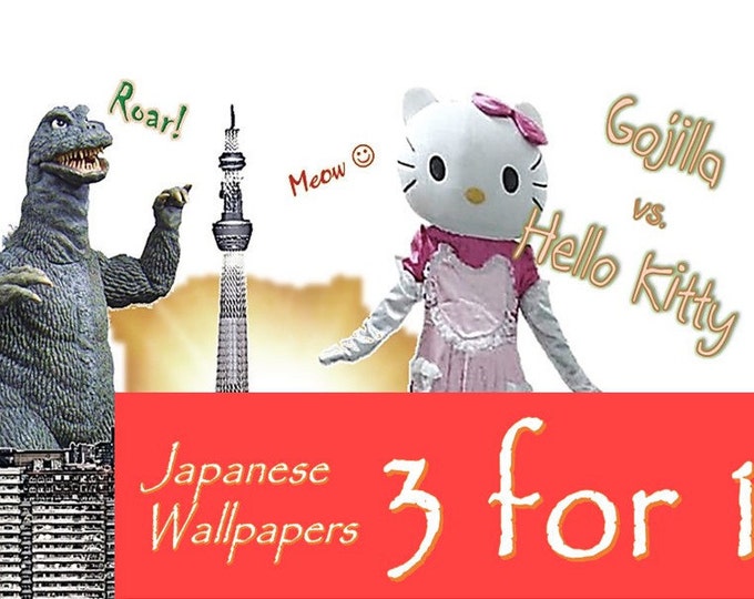 Digital Wallpaper, Background, Japanese theme, style. Wallpaper for computer, laptop and tablet, 3 for 1 Special