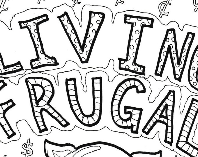 Coloring Page, Printable - Piggy Bank with Dollar Signs