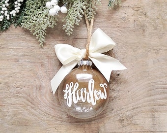Custom Holiday Ornament, Custom Holiday Calligraphy Ornament, Personalized Christmas Ornament Name, Gold Ornament, Ombre Ornament