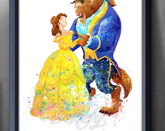 Disney Princess Belle Beauty and the Beast Watercolor Poster Print - Watercolor Painting - Watercolor Art - Kids Decor- Nursery Decor