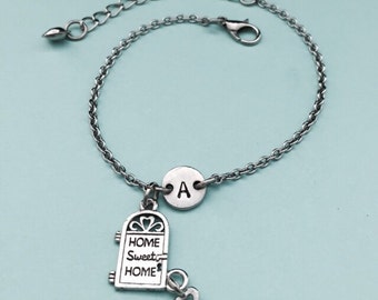 Home sweet home charm bracelet, home sweet home charm, adjustable bracelet, home, personalized bracelet, initial bracelet, monogram