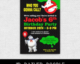 Ghostbusters Invitation - Printable Ghostbusters Birthday Party Invitation - Ghostbusters Party Invite - Halloween Party Invitation
