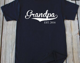 Grandpa shirt Grandfather gift Grandpa EST. 2016 T-Shirt Gift For Grandpa New Grandpa Est 2016 Customized Tshirt Father's day grandpa shirt