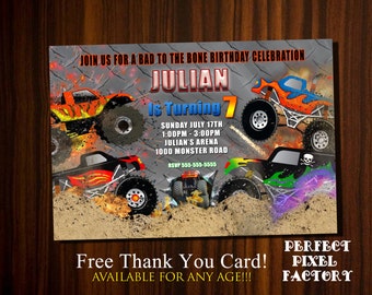 Monster Truck Invitation, Truck invitation, Monster truck birthday, Monster Truck Party,Printable invitation, Custom Invitation,