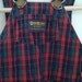 Vintage 1980's Babies' Oshkosh Red Navy Tartan Plaid Denim Overalls Sz 18 Mo Classic