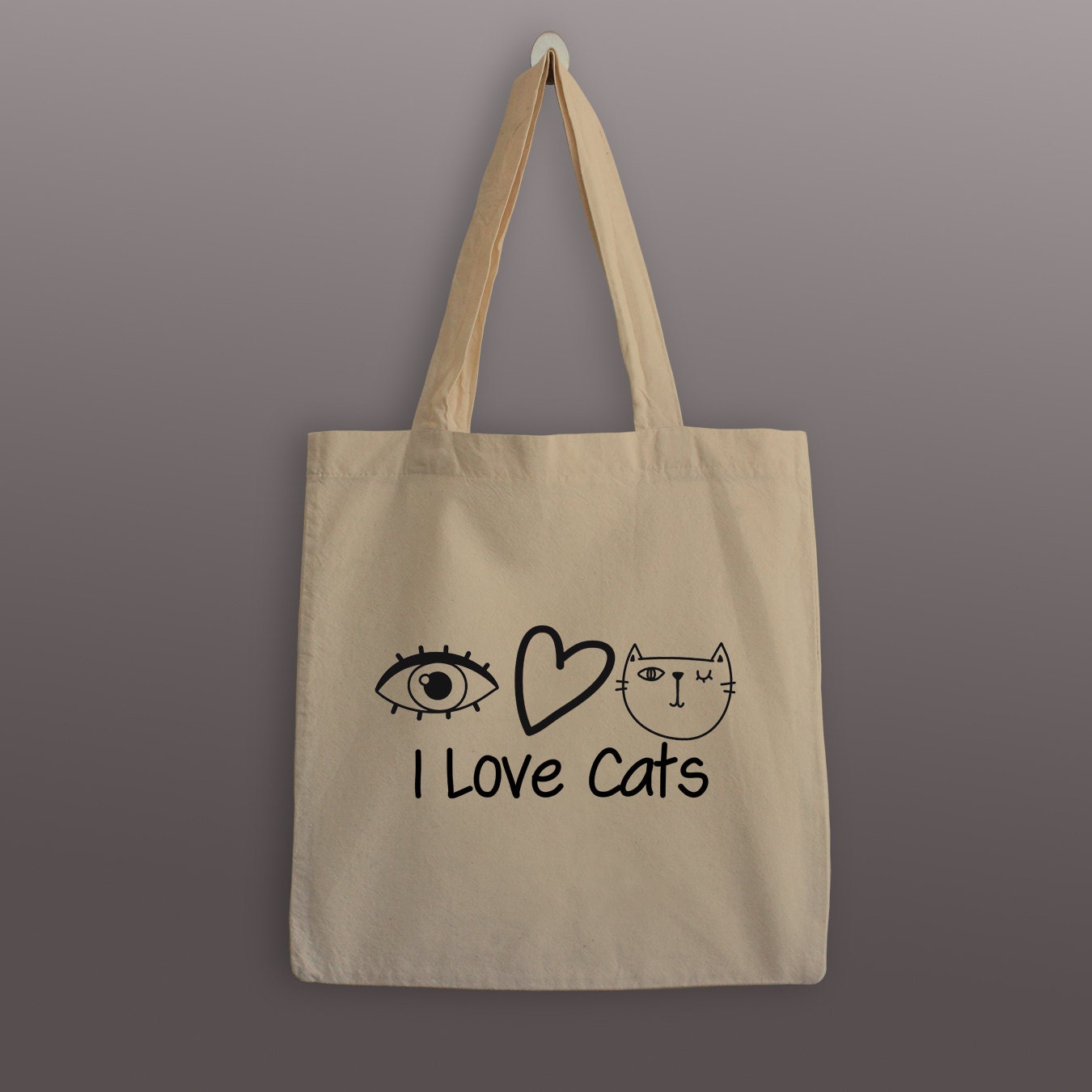 I Love Cats Tote Bag Cotton Tote Cat Tote Bag Tote Bag