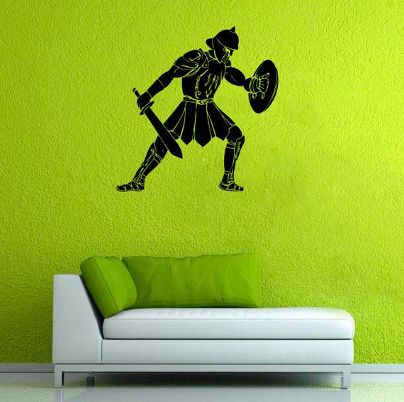 Gladiator Wall Decal Warrior Vinyl Sticker by kellywallstickers