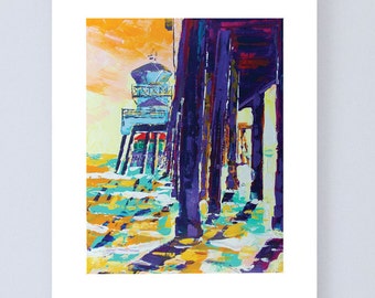 Beach scene digital print, HB, CA Pier, 8x10, beach wall art, beach print, beach decoration, wall decor