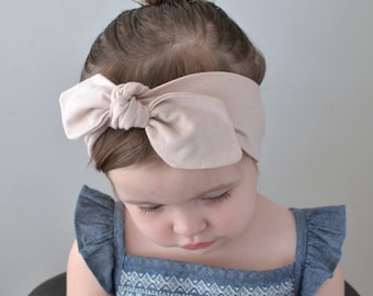 Knotted Bow Headband, nude, Baby Turban, Baby Headwrap, Child's Turban, Toddler Headwrap, Adult Turban