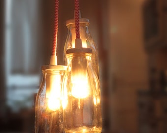 Multiple and Cable Textile Rose bottles pendant lamp