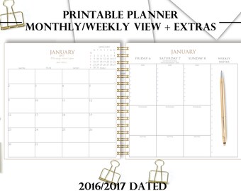 Printable Planner, 2016-2017 planner, printable, 2017 printable planner, 2016 printable planner, download