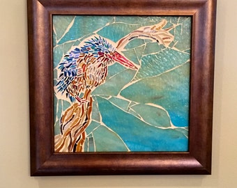 The Kingfisher: Stained Glass Mosaic Wall Art
