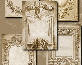 Items similar to Gothic Labels Digital Collage Sheet, Cards Labels Tags ...