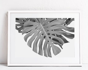 Tropical Print, Tropical Leaf Print, Plant Print, Black and White Print, Botanical Print Monstera Photography INSTANT DOWNLOAD PRINTABLE Art
