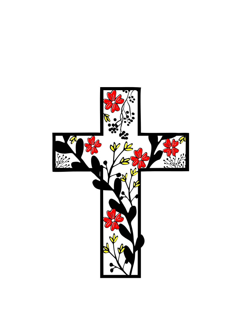 Download flower Cross SVG Cut file Cricut explore filescrapbook vinyl decal wood sign cricut cameo t ...