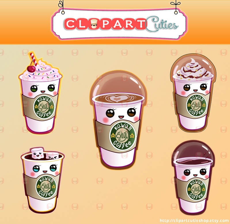 kawaii starbucks clipart printable planner stickers clean