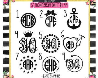 Monogram Icon Sale | Monogram Decal Sale | Monogram Sale Three Inch | 1.99 Monogram | Yeti Decal Vinyl Monogram Sale