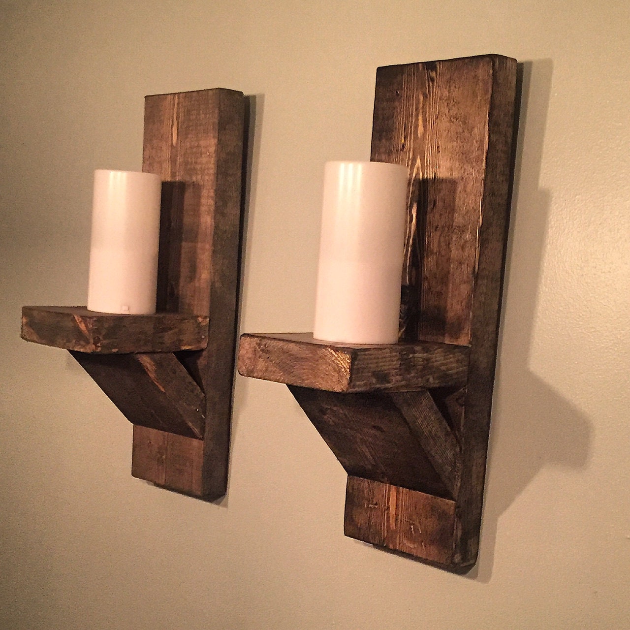 Rustic Candle Sconce Pairwall Sconcefarmhouse 