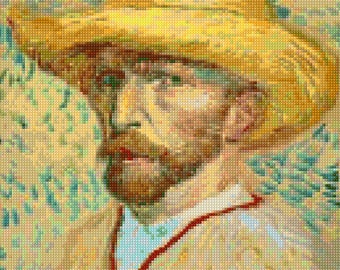 Van Gogh Self Portrait Cross Stitch Pattern - PDF Instant Download