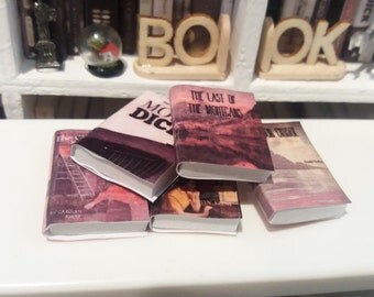 5 miniature books 1/12 for modern dollhouses