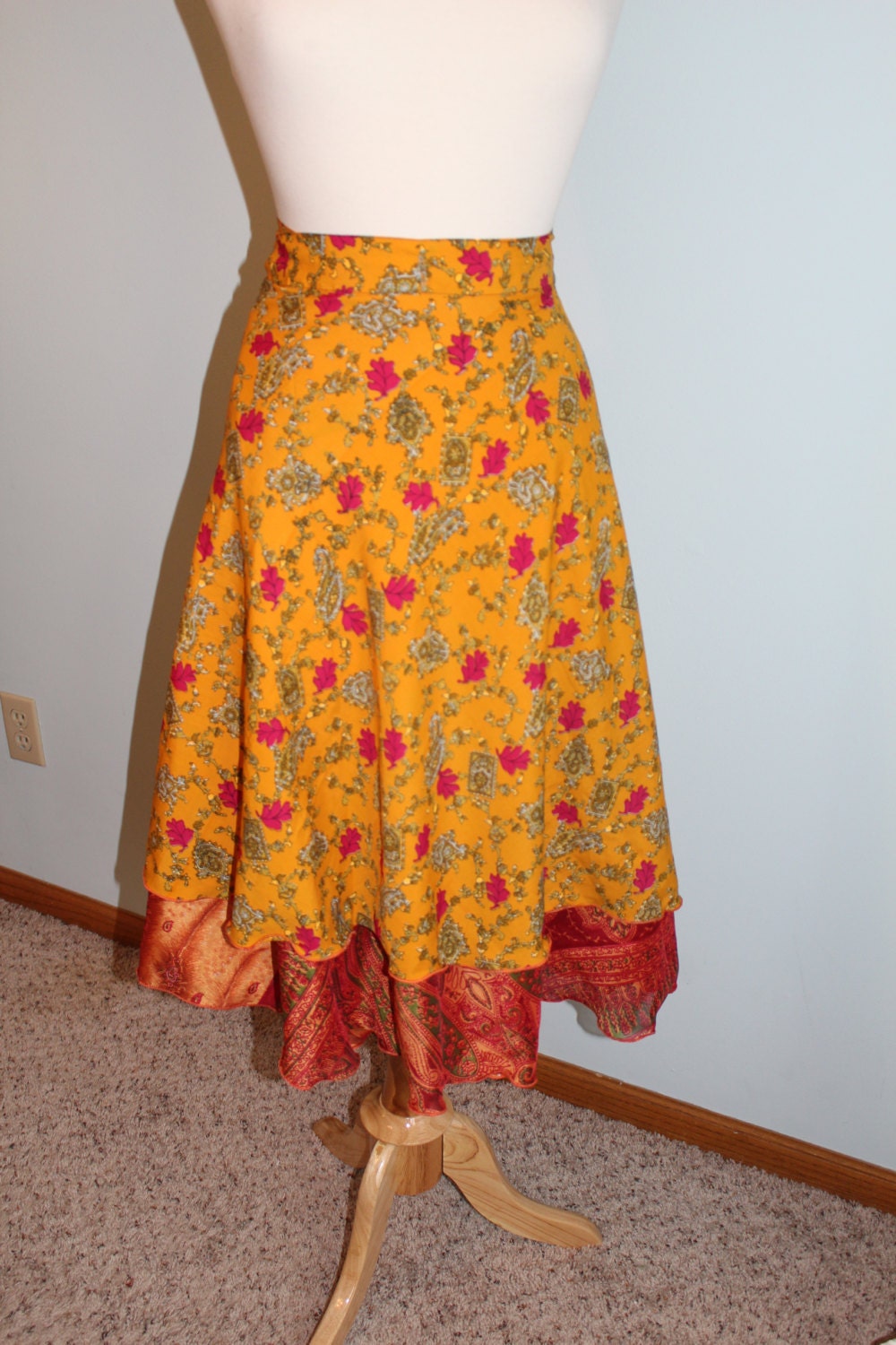 Magic Wrap Skirt Silk Sari Wrap Skirt Boho Skirt Vintage