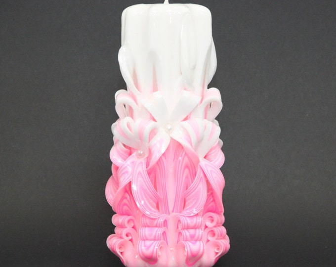 Wedding Pink bride candle, Wedding decoration, Carved candle, Decorative candles, Romantic candles, Special gift for lady, Purity candle