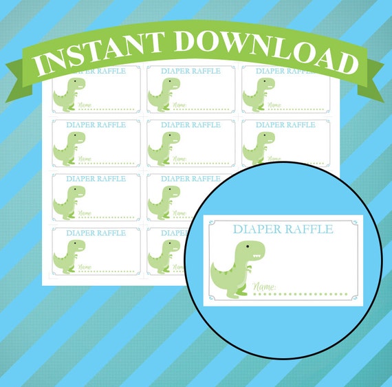 Items similar to Dinosaur Baby Shower Diaper Raffle Ticket on Etsy