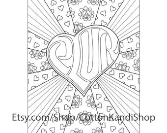 Unique hippie coloring page related items | Etsy