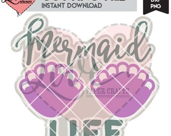 Mermaid Life SVG Cut File | Seashell Mermaid Cutting File | Seashell Mermaid Life Clip Art Vector eps png dxf jpg | Mermaid Vinyl Cut File