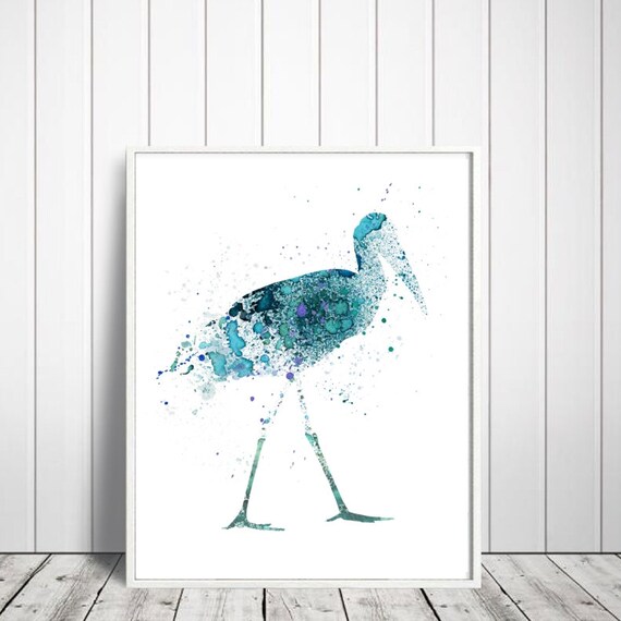 Stork Art Print Printable Stork Digital Stork Art Stork by QPrints