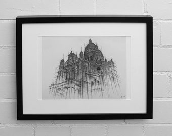 Sacre Coeur Print, Paris Art Print, City Landmarks, Paris Skyline, Paris Wall Art, Paris Decor, Architecture, Wall Art Print, Drawing Print