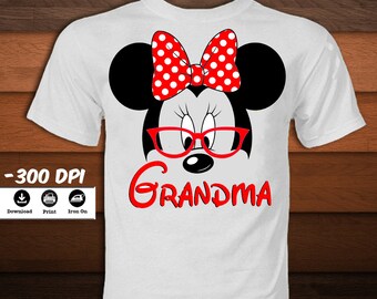 Minnie Mouse Grandma Shirt-Minnie Mouse Iron on Transfer T-Shirt-Disney Mickey mouse party decoration t-shirt-INSTANT DIGITAL DOWNLOAD